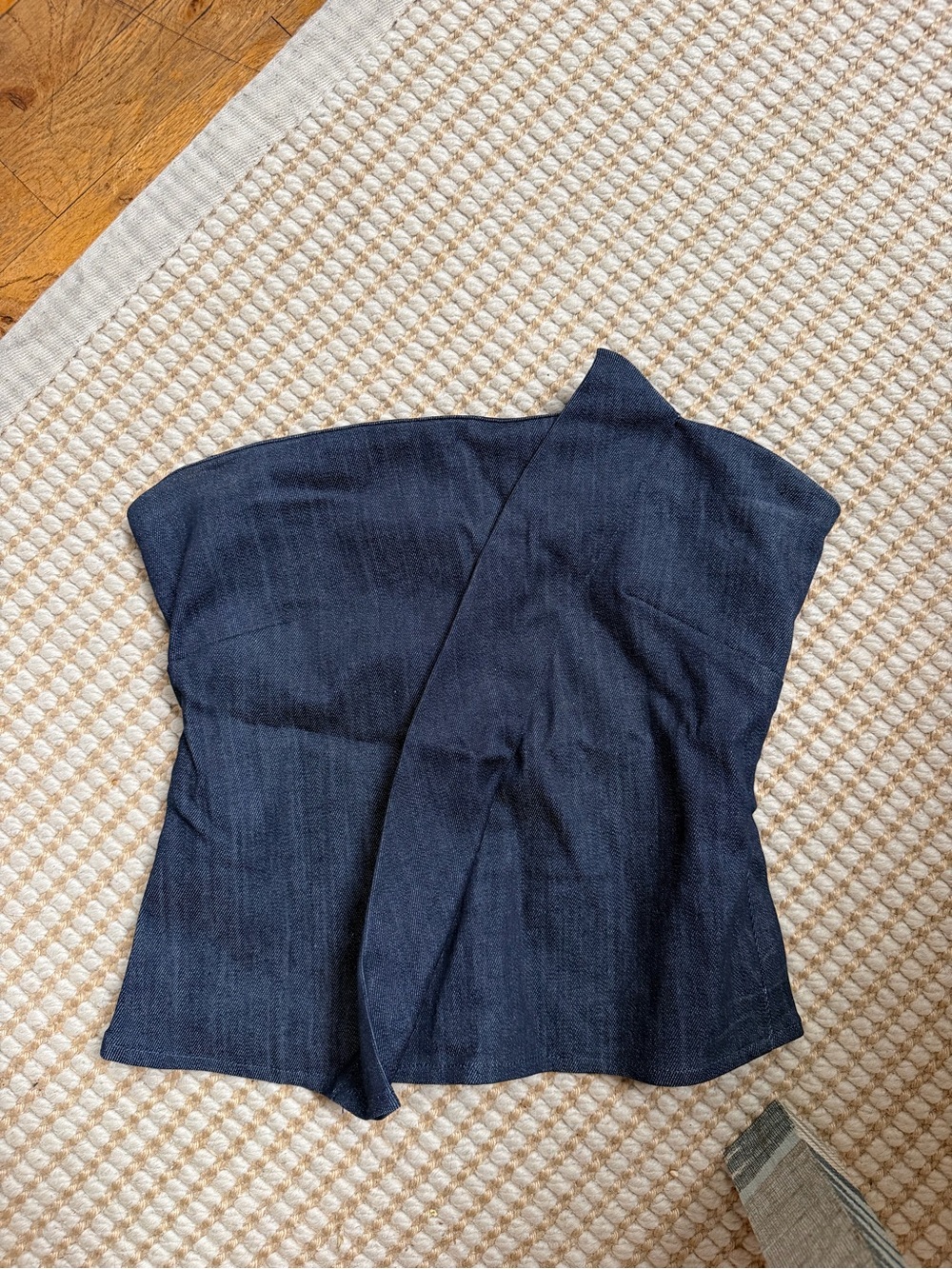 Zara Strapless Denim Ruffle Top